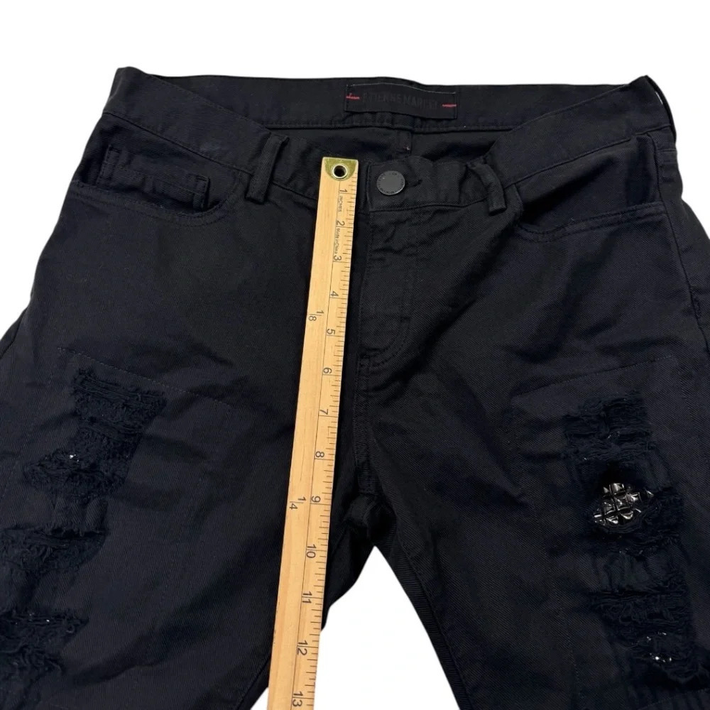 Etienne Marcel Jeans Black Distressed Skinny Denim Biker Moto studs - Picture 11 of 13